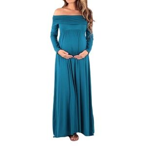 Mother Bee Maternity Teal Long Sleeve Dress size Medium